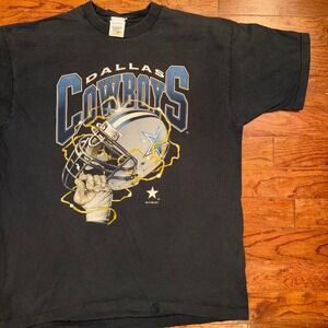 Vintage 1995 Dallas Cowboys Lightning Helmet T Shirt XL Black Single Stitch